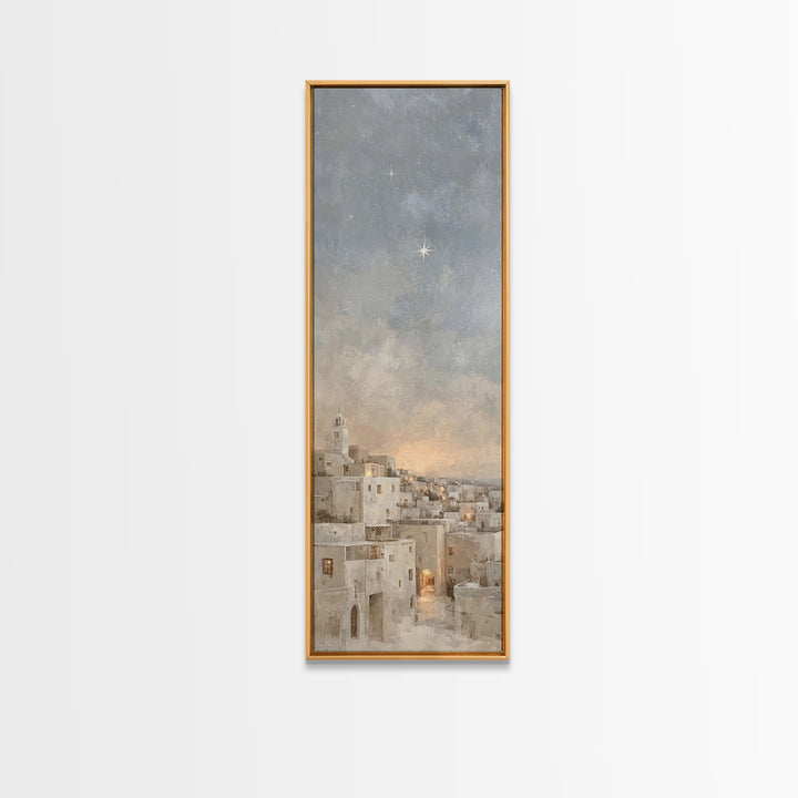 Morning Star Over Bethlehem – Framed Canvas Print – Skinny Art – Christian Art Canvas – Christian Wall Art – Christmas Art – Christian Chri