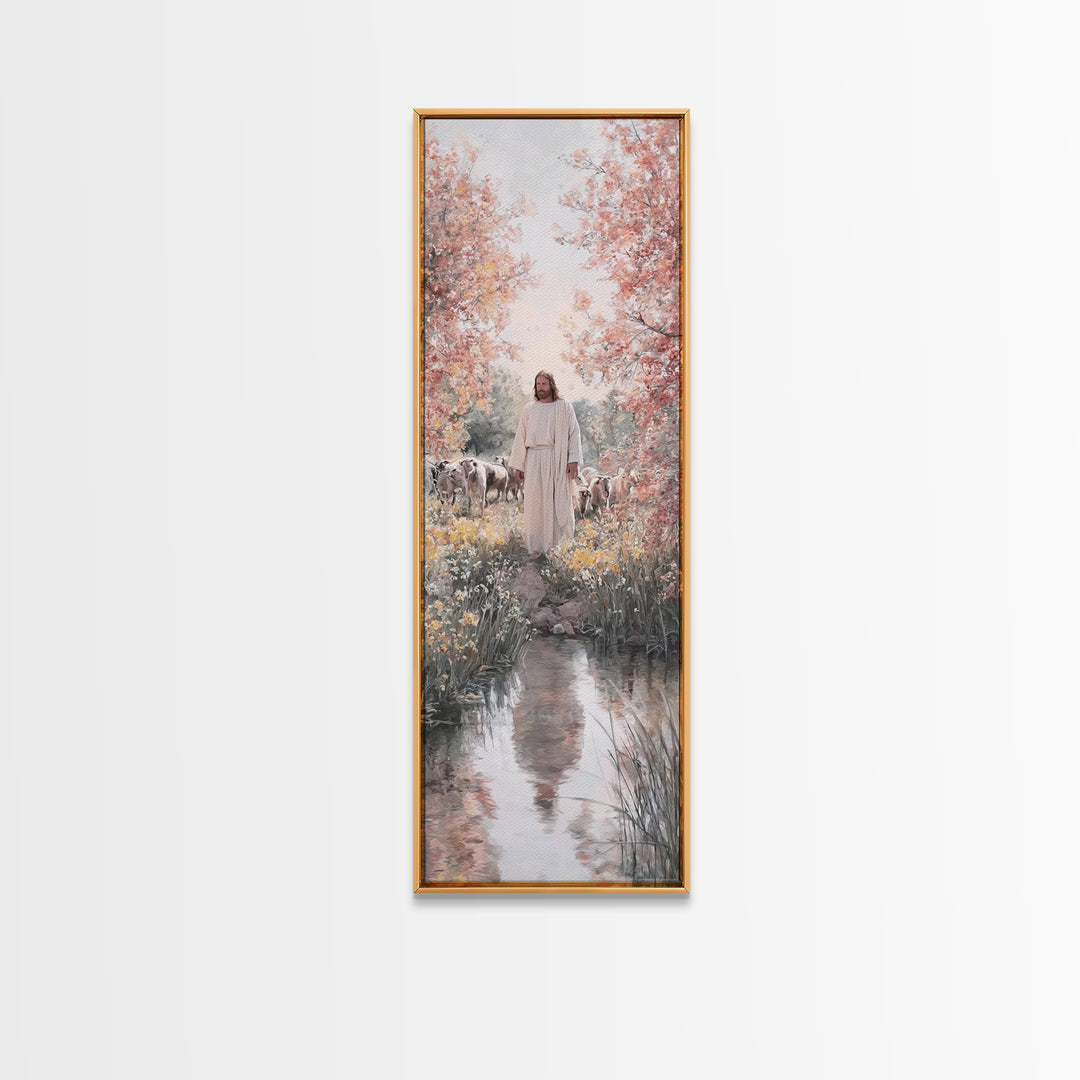 Shepherds Of Grace, Framed Canvas Print, Skinny Art, Christian Art Canvas, Jesus Painting, Christian Christmas Art, Christian Wall Art