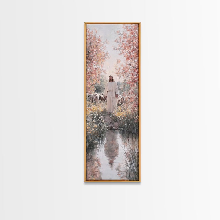 Shepherds Of Grace, Framed Canvas Print, Skinny Art, Christian Art Canvas, Jesus Painting, Christian Christmas Art, Christian Wall Art