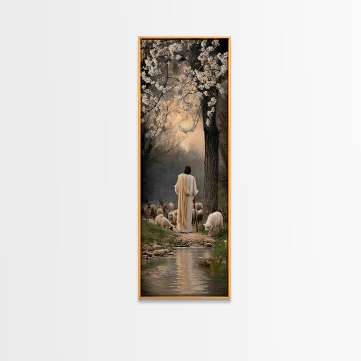 Gathered In Peace – Framed Canvas Print – Narrow Art – Christian Painting – Jesus Canvas Art – Christian Wall Art – Christmas Art – Faith A