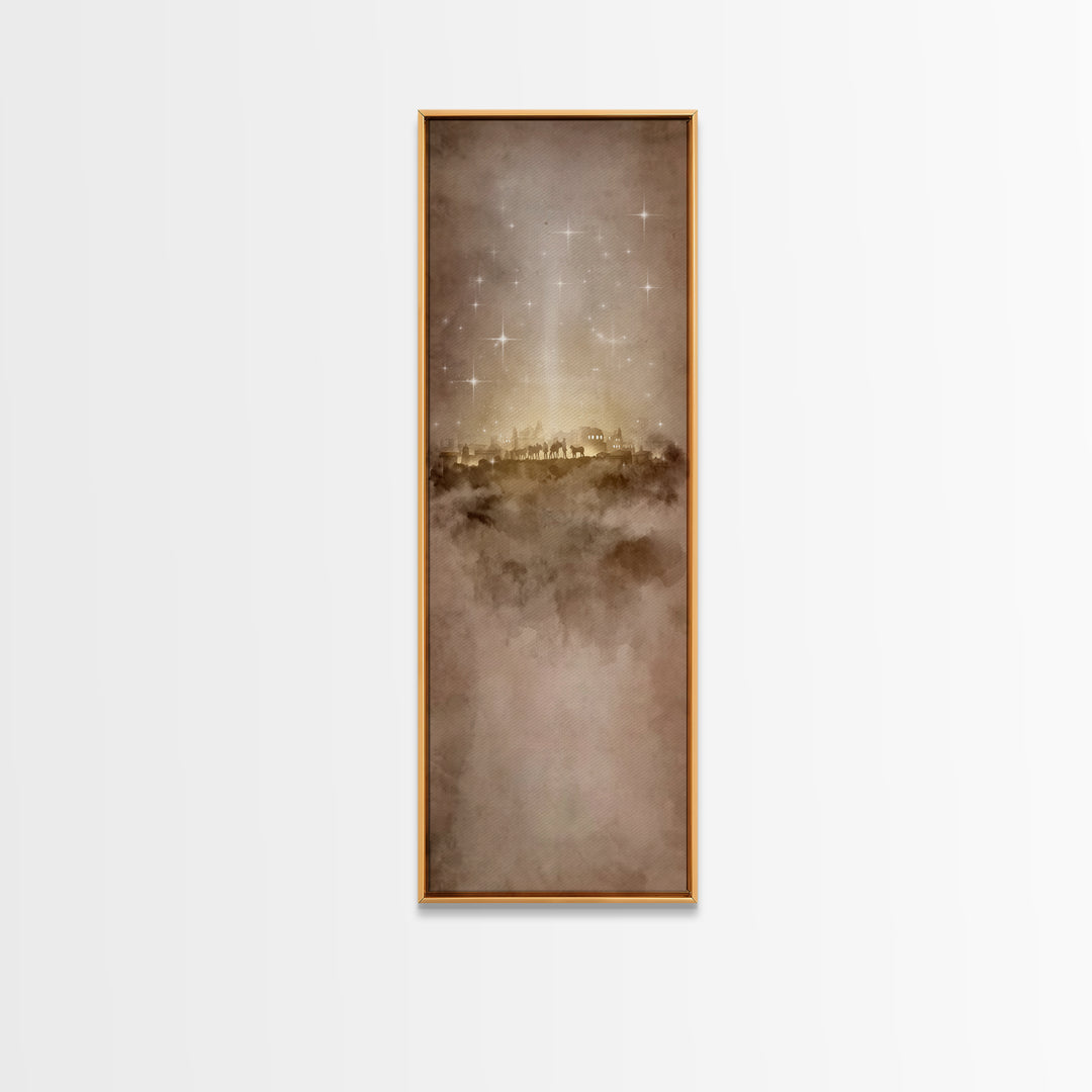 Guiding Star – Framed Canvas Print – Christian Wall Art – Christian Art Canvas – Christmas Wall Art – Narrow Art – Christian Christmas Art