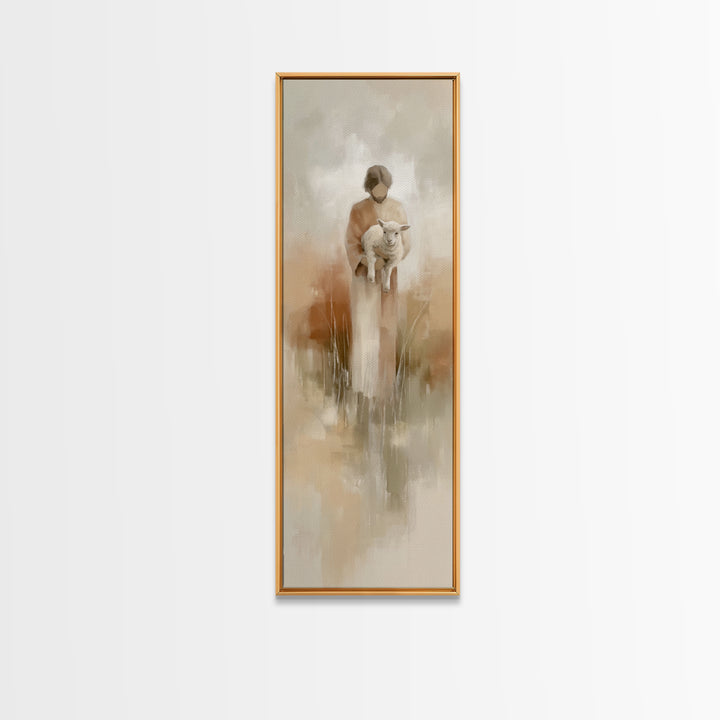 Gentle Lamb Keeper – Framed Canvas Print – Skinny Art – Christian Art Canvas – Jesus Painting – Christian Wall Art – Faith Art
