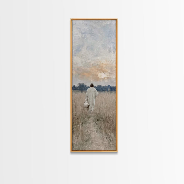 Shepherd’s Promise – Framed Canvas Print – Tall Skinny Art Print – Christian Wall Art – Jesus Painting – Christian Art Canvas – Christian G