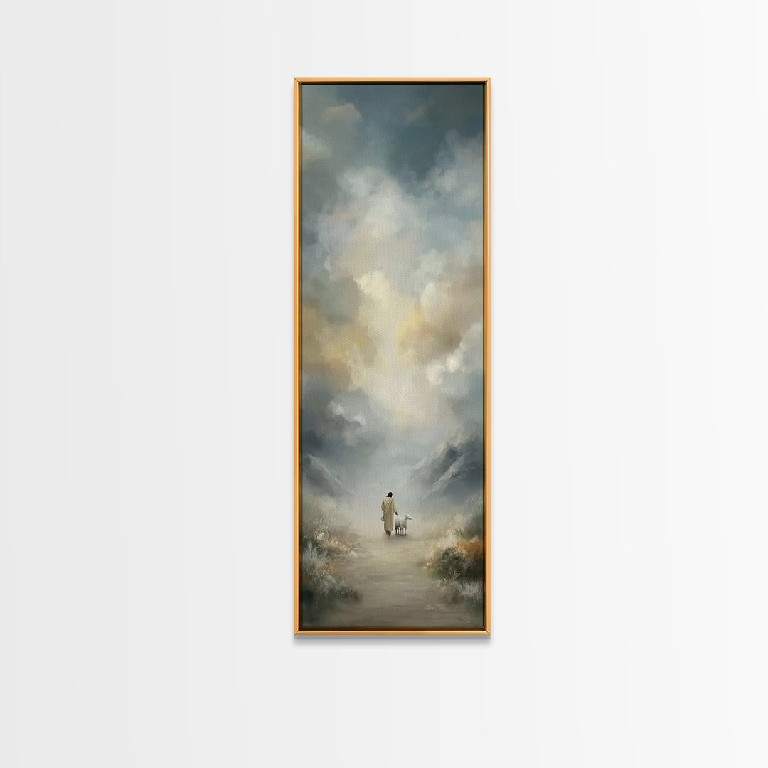 Fields Of Hope, Framed Canvas Print, Narrow Art, Christian Art Canvas, Jesus Painting, Christian Wall Art, Christian Christmas Art