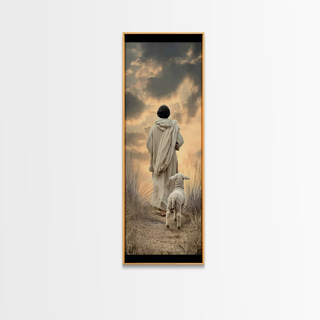 Watching Over Peace – Framed Canvas Print – Tall Narrow Wall Art – Christian Art Canvas – Jesus Painting – Christian Wall Art – Faith Art