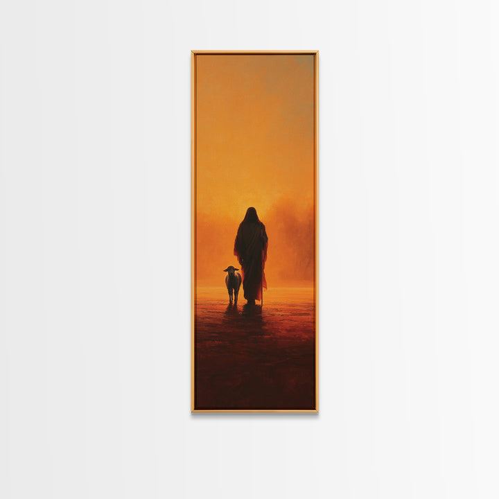 Guided By Light, Framed Canvas Print, Tall Skinny Art Print, Christian Wall Art, Jesus Painting, Christian Art Canvas, Modern Christian Art