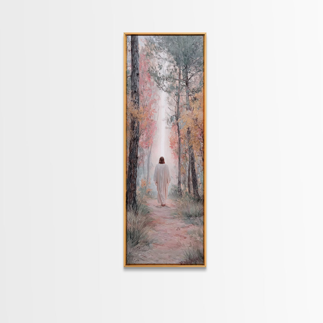 Sunset Shepherd Walk | Framed Canvas Print | Narrow Art | Christian Art Canvas | Jesus Painting | Christian Wall Art | Christian Gift Ideas