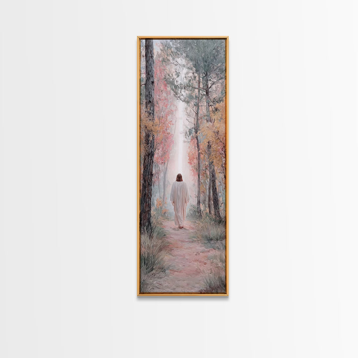 Sunset Shepherd Walk | Framed Canvas Print | Narrow Art | Christian Art Canvas | Jesus Painting | Christian Wall Art | Christian Gift Ideas