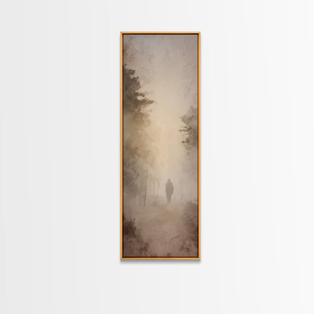 Misty Dawn Path – Framed Canvas Print – Skinny Art – Christian Wall Art – Christian Art Canvas – Jesus Painting – Modern Christian Art – Ch