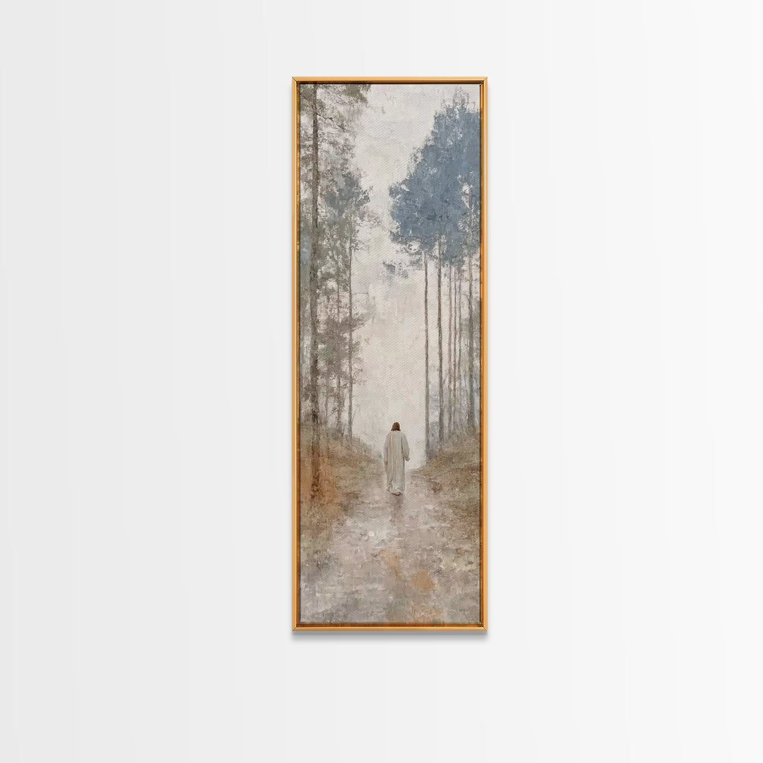 Sacred Morning Path – Framed Canvas Print – Skinny Art – Christian Art Work – Christian Painting – Jesus Painting – Modern Christian Art –