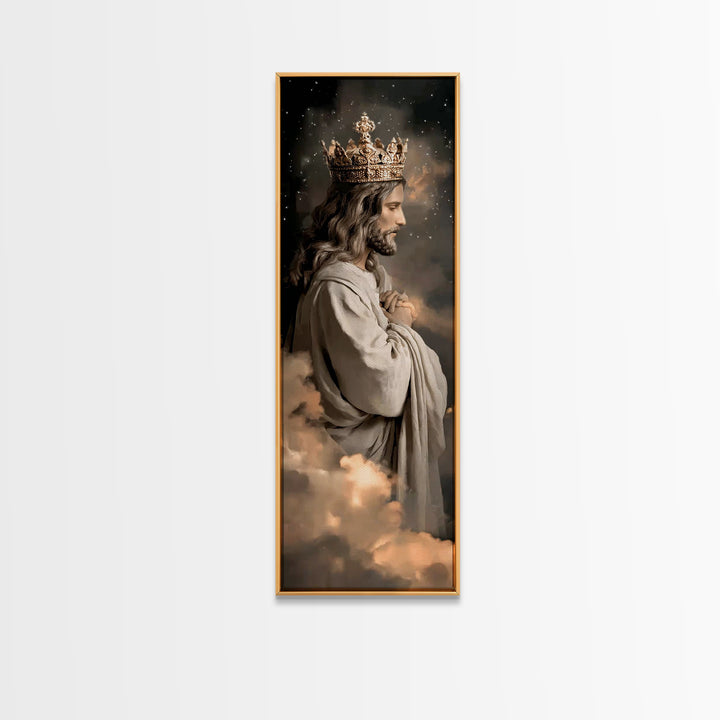Crowned In Light – Framed Canvas Print – Tall Narrow Wall Art – Christian Art Canvas – Jesus Painting – Christian Wall Art – Christmas Art