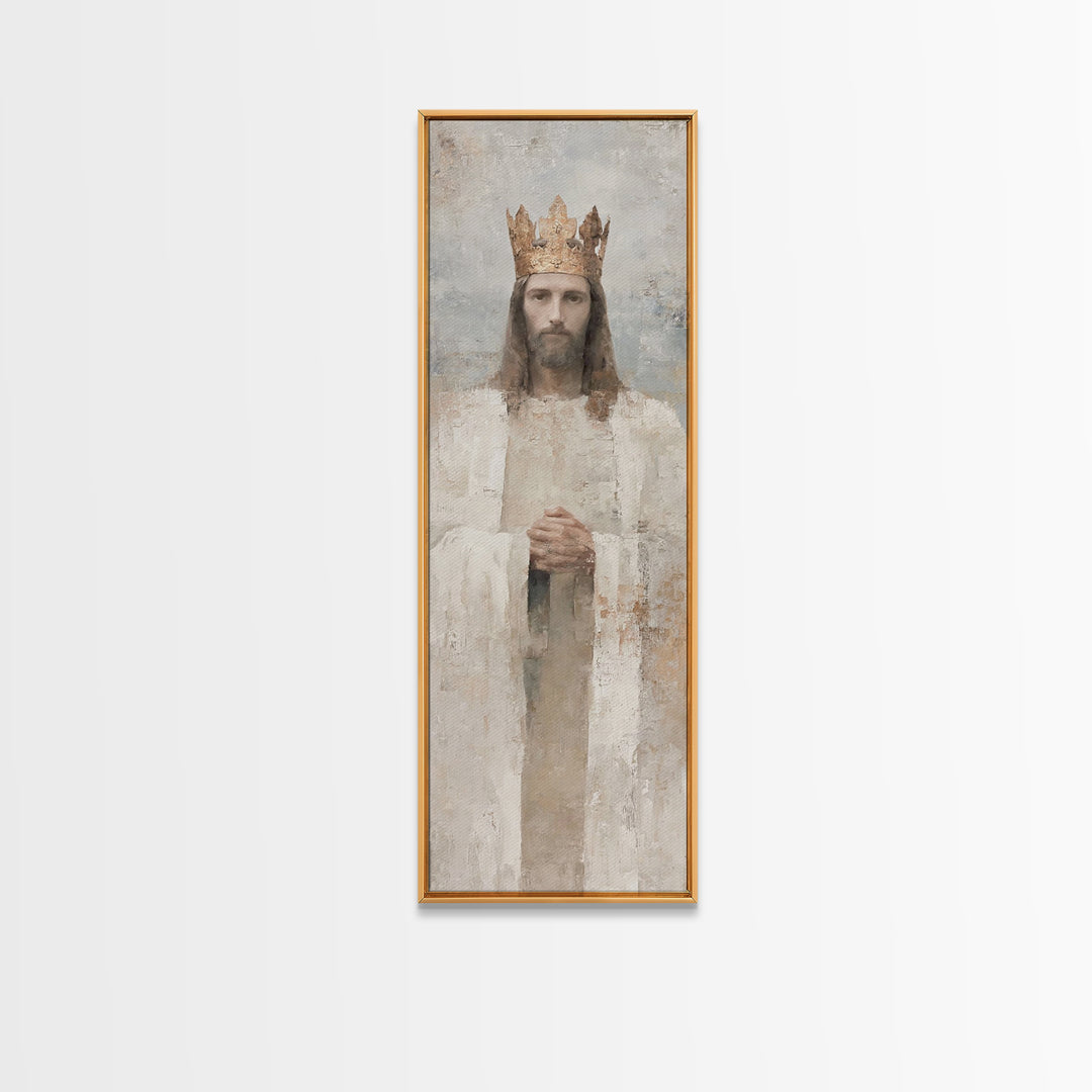 Crown Of Peace – Framed Canvas Print – Tall Skinny Art Print – Christian Wall Art – Jesus Painting – Modern Christian Art – Christmas Art