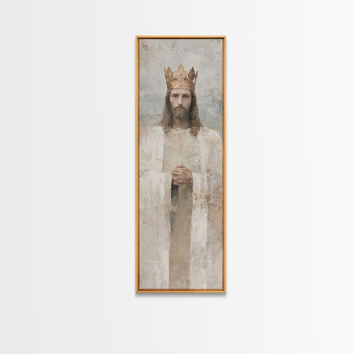 Crown Of Peace – Framed Canvas Print – Tall Skinny Art Print – Christian Wall Art – Jesus Painting – Modern Christian Art – Christmas Art