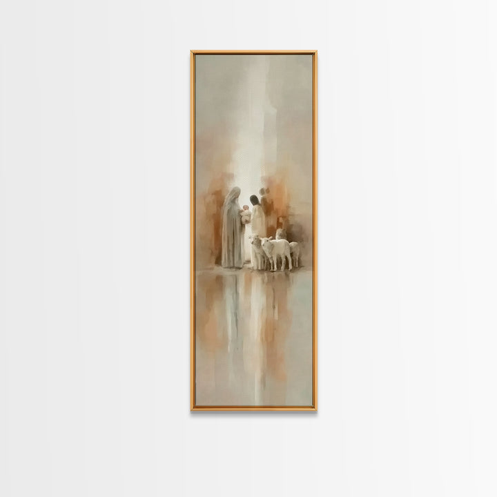 Sacred Family Light – Framed Canvas Print – Tall Skinny Art Print – Christian Art Work – Christian Wall Art – Christmas Art – Modern Christ