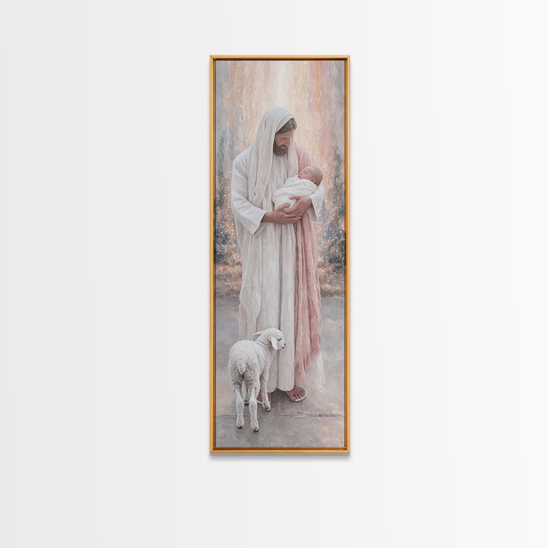 Radiant Holy Peace – Framed Canvas Print – Tall Narrow Wall Art – Christian Wall Art – Christian Art Canvas – Jesus Painting – Christian Ch