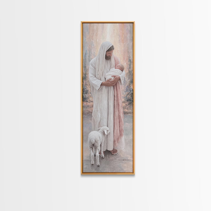 Radiant Holy Peace – Framed Canvas Print – Tall Narrow Wall Art – Christian Wall Art – Christian Art Canvas – Jesus Painting – Christian Ch