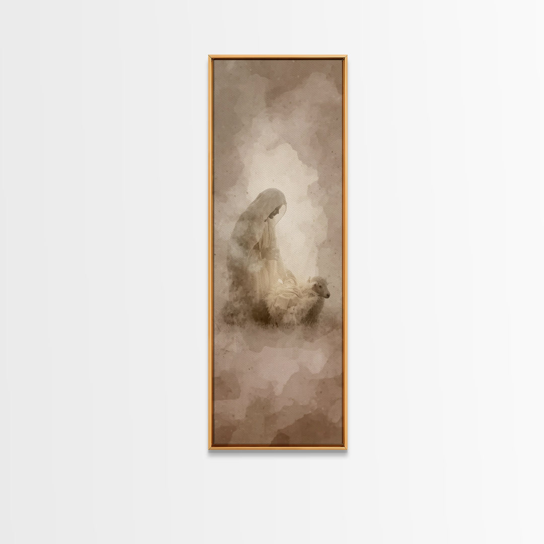 Shepherd’s Quiet Glory – Framed Canvas Print – Tall Skinny Art Print – Christian Art Canvas – Christian Wall Art – Christmas Art – Jesus Ch
