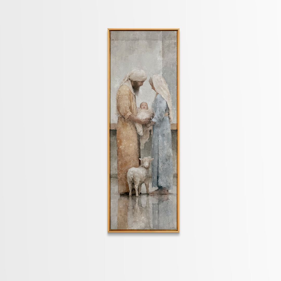 Bethlehem Dawn Light – Framed Canvas Print – Narrow Art – Christian Christmas Art – Christian Art Canvas – Christian Wall Art – Christmas C