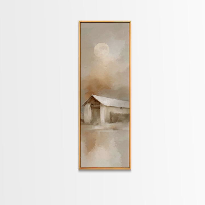 Humble Stable Moon – Framed Canvas Print – Tall Narrow Wall Art – Christmas Wall Art – Christian Christmas Art – Christian Art Canvas – Chr