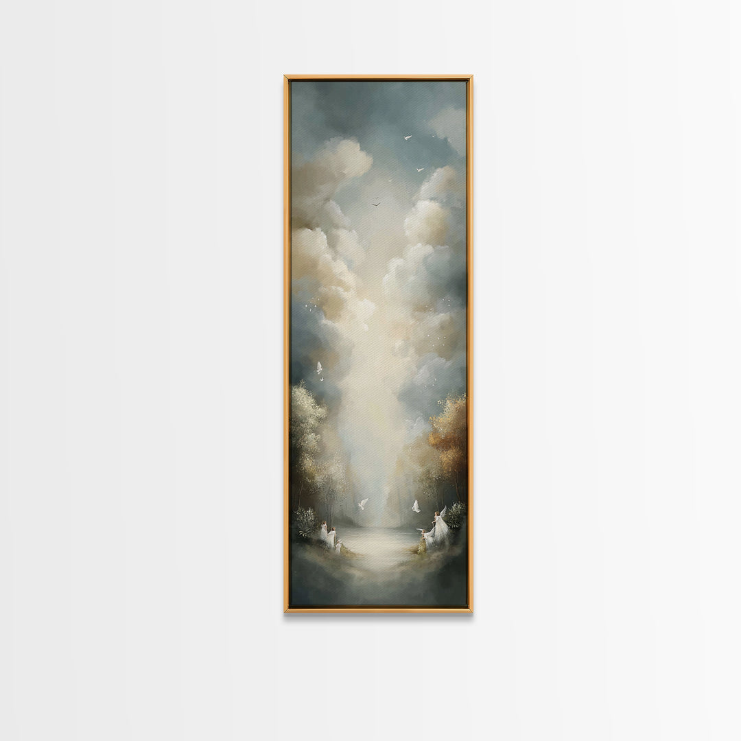 Peaceful Eden – Framed Canvas Print | Christian Decor | Christian Art Canvas | Subtle Christian Art | Tall Narrow Wall Art | Christian Wall