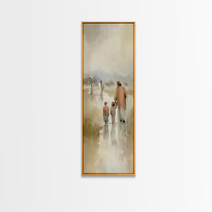 Guiding Light Trail, Framed Canvas Print, Narrow Art, Christian Wall Art, Christian Art Canvas, Jesus Painting, Christmas Art