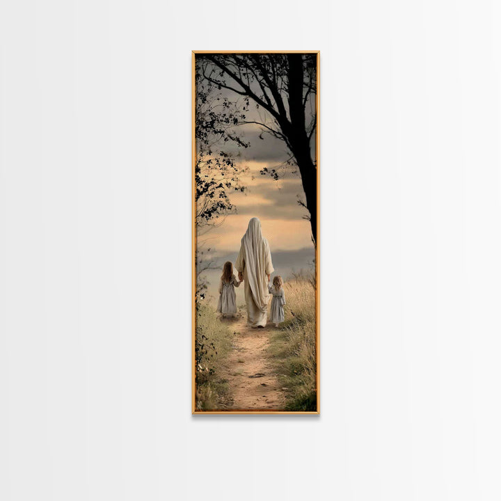 Walk In Faith – Framed Canvas Print – Skinny Art – Christian Painting – Christian Art Canvas – Jesus Art Print – Christmas Art