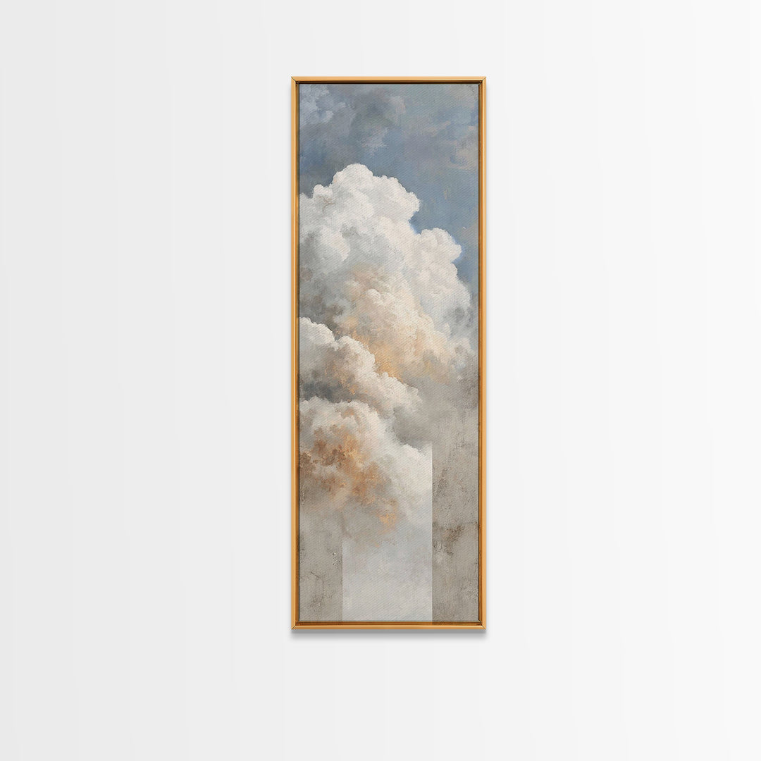 Clouded Glory – Framed Canvas Print, Christian Art Work, Christian Wall Art, Vintage Christian Art, Tall Skinny Art Print, Christian Painti