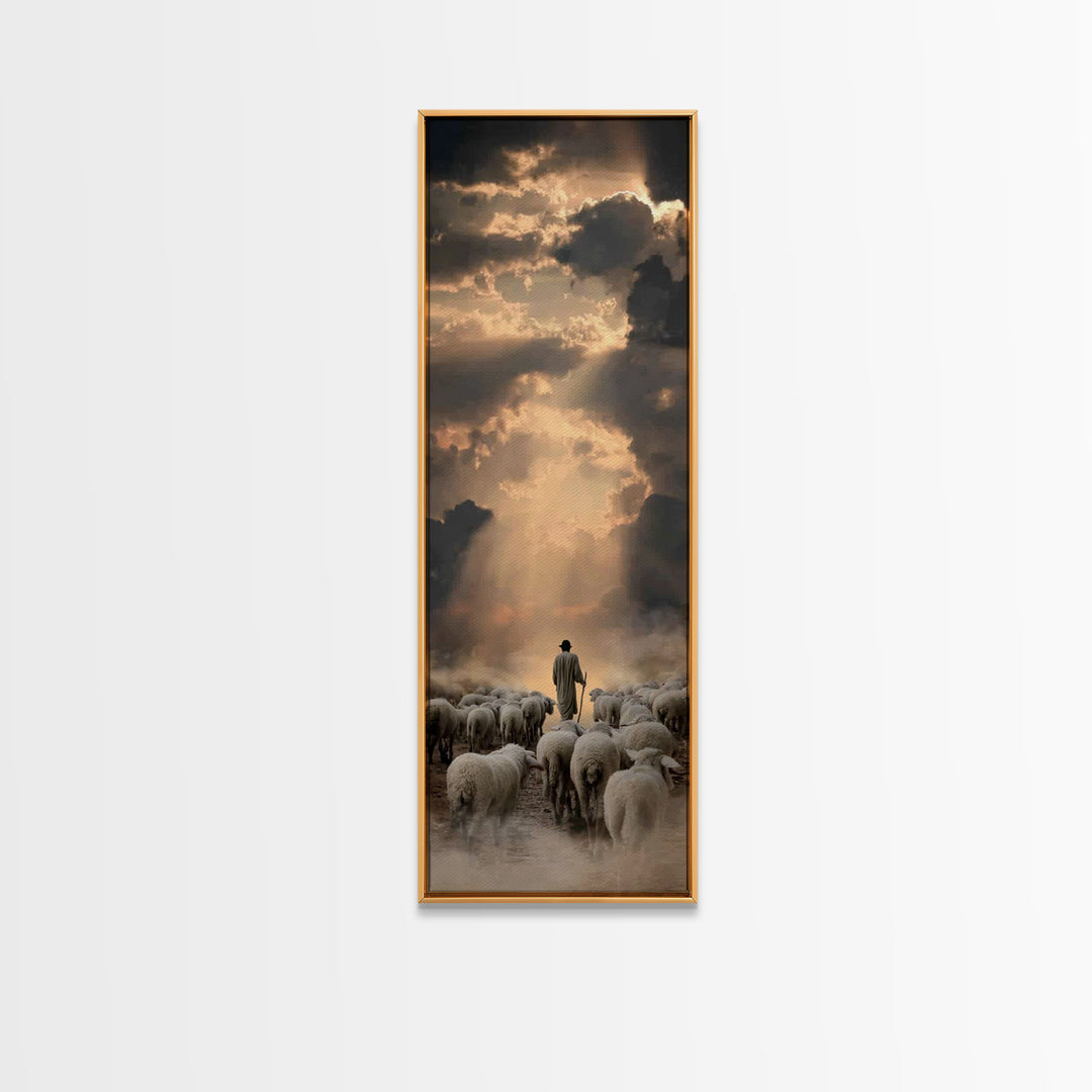 Lambs Of Heaven – Framed Canvas Print – Narrow Art – Christian Art Canvas – Jesus Painting – Christian Christmas Art