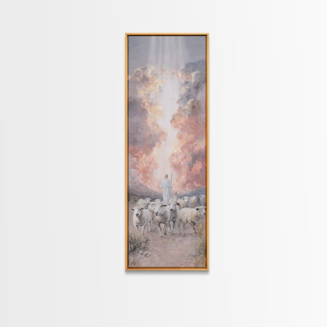 Cross Of The Clouds, Framed Canvas Print, Tall Narrow Wall Art, Christian Art, Jesus Painting, Christian Christmas Art