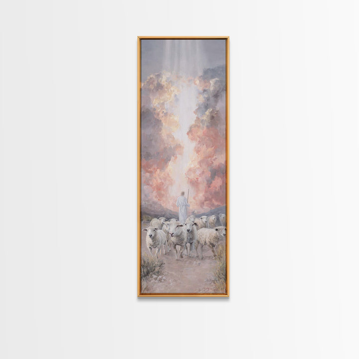 Cross Of The Clouds, Framed Canvas Print, Tall Narrow Wall Art, Christian Art, Jesus Painting, Christian Christmas Art