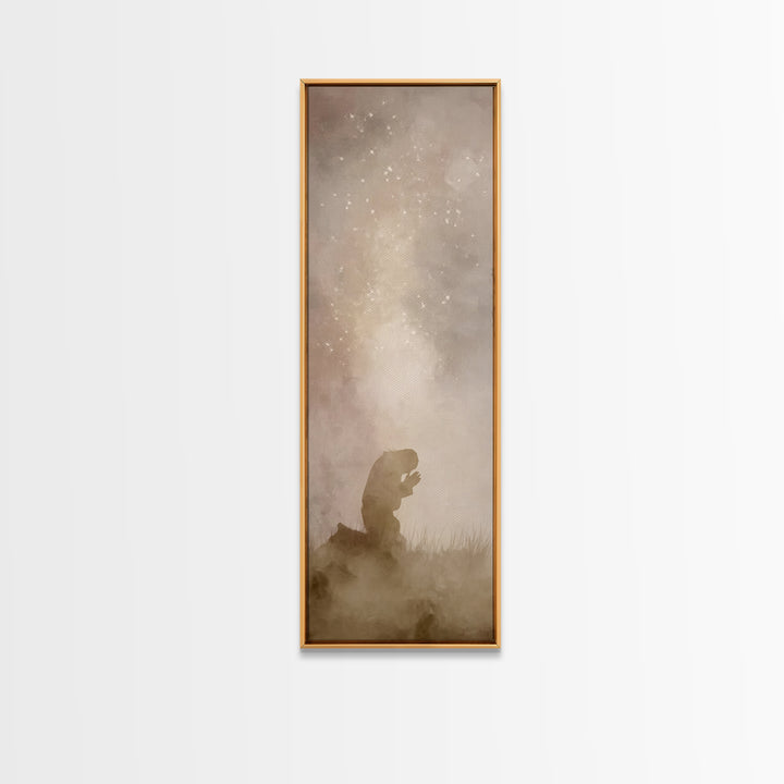 Silent Dawn Faith | Framed Canvas Print | Jesus Painting | Tall Narrow Wall Art | Christian Art Canvas | Christian Wall Art | Christian Art