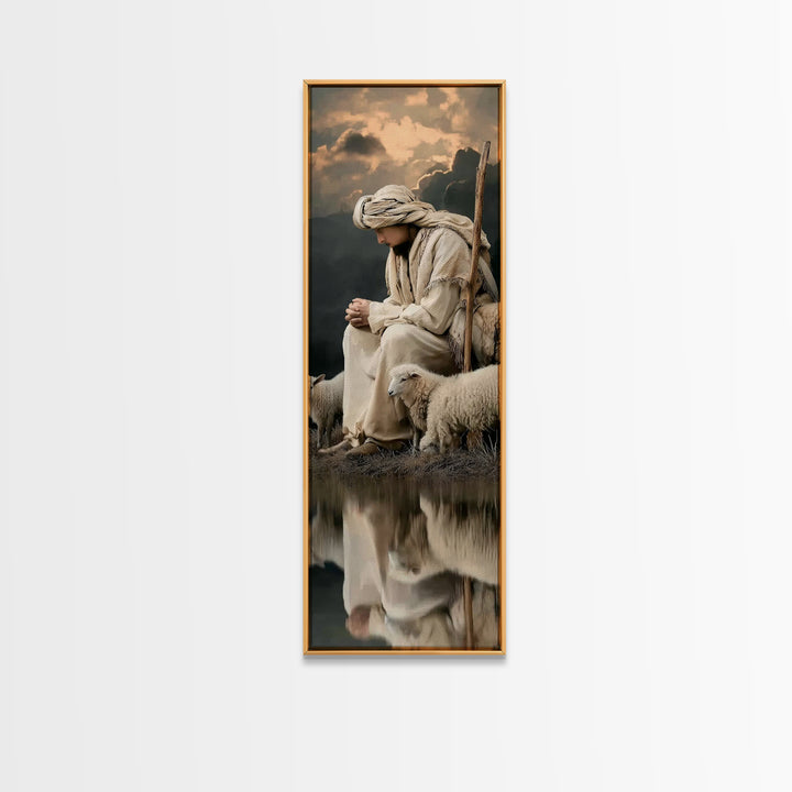 Still Waters Prayer | Framed Canvas Print | Christian Wall Art | Christian Art | Jesus Painting | Tall Narrow Wall Art | Christian Art Canv