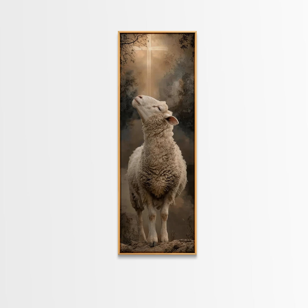 Lamb Of Hope – Framed Canvas Print – Skinny Art – Christian Art – Christian Art Canvas – Christian Painting – Christian Christmas Art – Chr