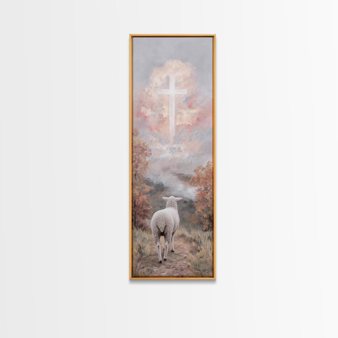 Shepherd’s Peace – Framed Canvas Print – Tall Narrow Wall Art – Christian Wall Art – Christian Art Work – Jesus Painting – Christmas Art –