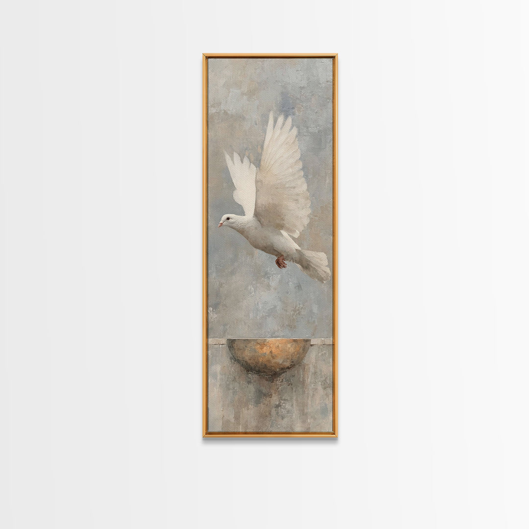 Dove Of Peace – Framed Canvas Print – Narrow Art – Christian Art Canvas – Christian Wall Art – Christian Painting – Christian Christmas Art