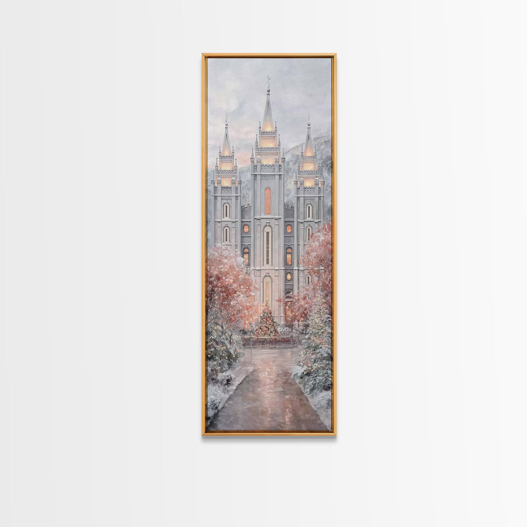 Winter Temple Light - Framed Canvas Print - Christian Wall Art - Christian Christmas Art - Narrow Art - Christian Art Canvas - Christmas De
