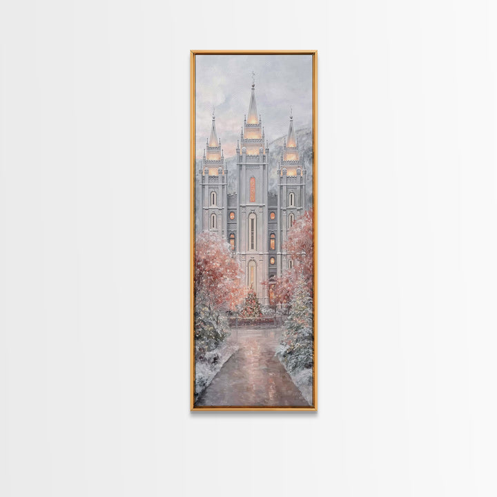 Winter Temple Light - Framed Canvas Print - Christian Wall Art - Christian Christmas Art - Narrow Art - Christian Art Canvas - Christmas De