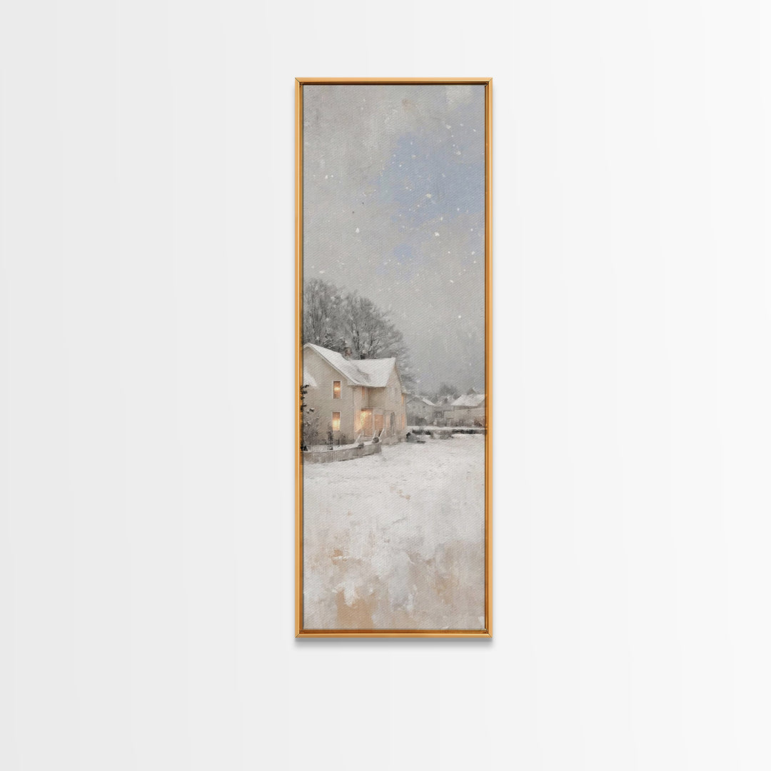 Quiet Winter Homes - Framed Canvas Print - Christian Christmas Art - Narrow Art - Christian Wall Art - Christmas Canvas Wall Art - Christia