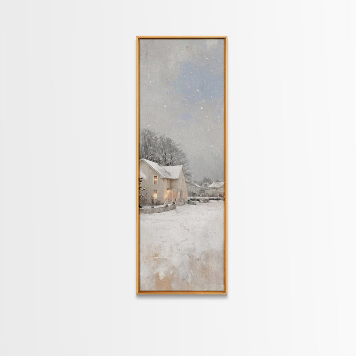 Quiet Winter Homes - Framed Canvas Print - Christian Christmas Art - Narrow Art - Christian Wall Art - Christmas Canvas Wall Art - Christia
