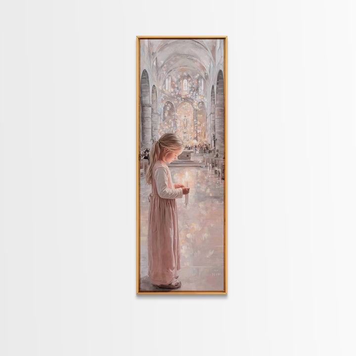 Candlelight Prayer – Framed Canvas Print – Christian Wall Art – Christian Art Canvas – Tall Narrow Wall Art – Christian Painting – Christia
