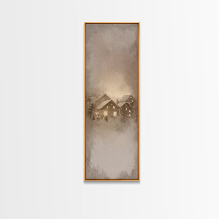 Gathered Hearth Light | Framed Canvas Print | Christmas Wall Art | Christian Art Canvas | Tall Skinny Art Print | Christian Christmas Art |
