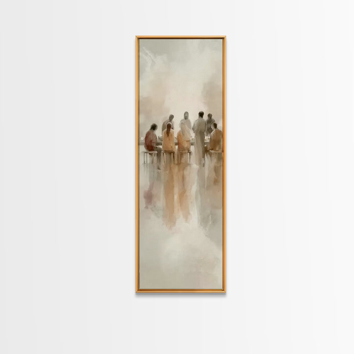 Communion Of Peace, Framed Canvas Print, Jesus Painting, Christian Art Canvas, Narrow Art, Modern Christian Art, Christian Wall Art, Christ
