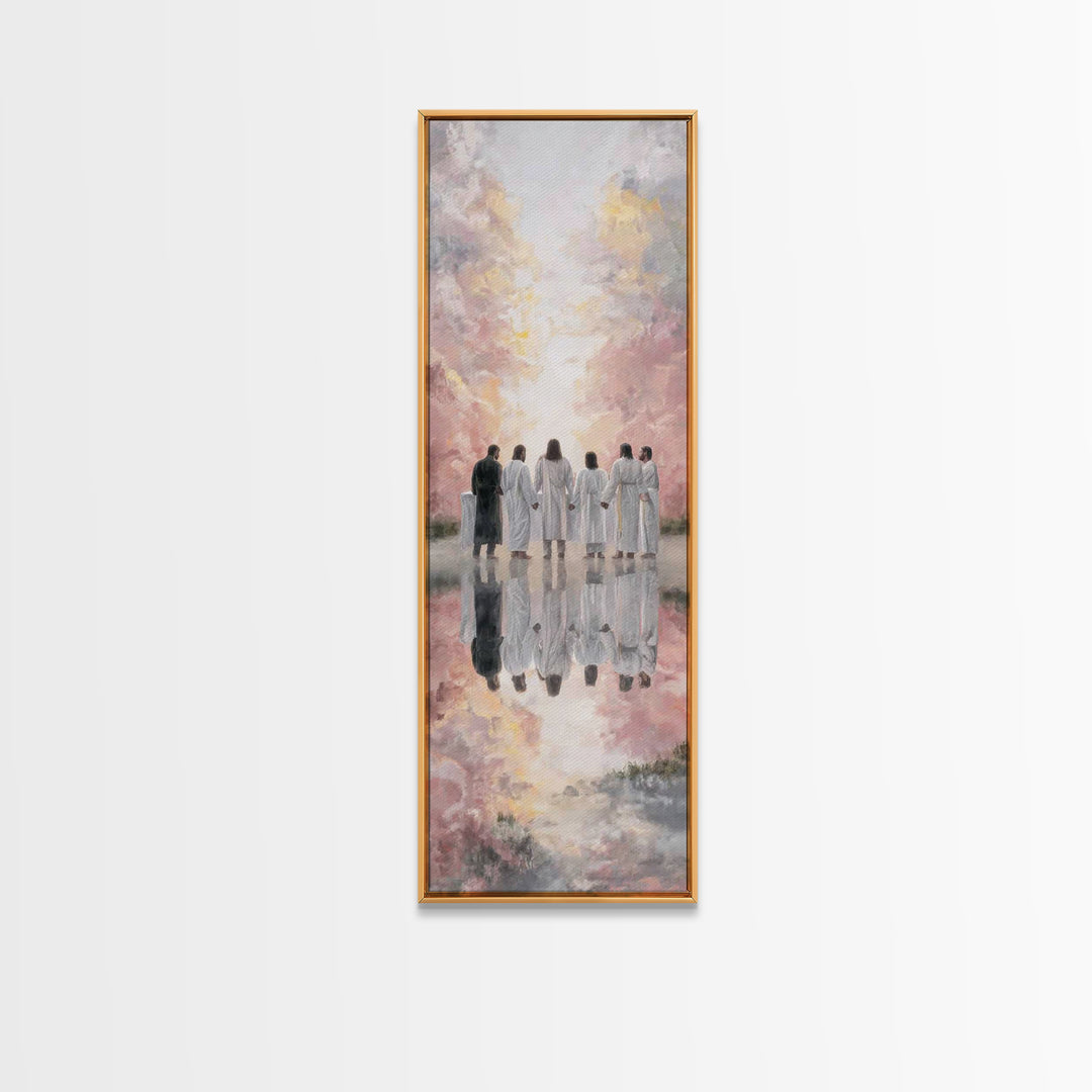 Heavenly Fellowship – Framed Canvas Print – Christian Wall Art – Christian Art Canvas – Jesus Painting – Tall Narrow Wall Art