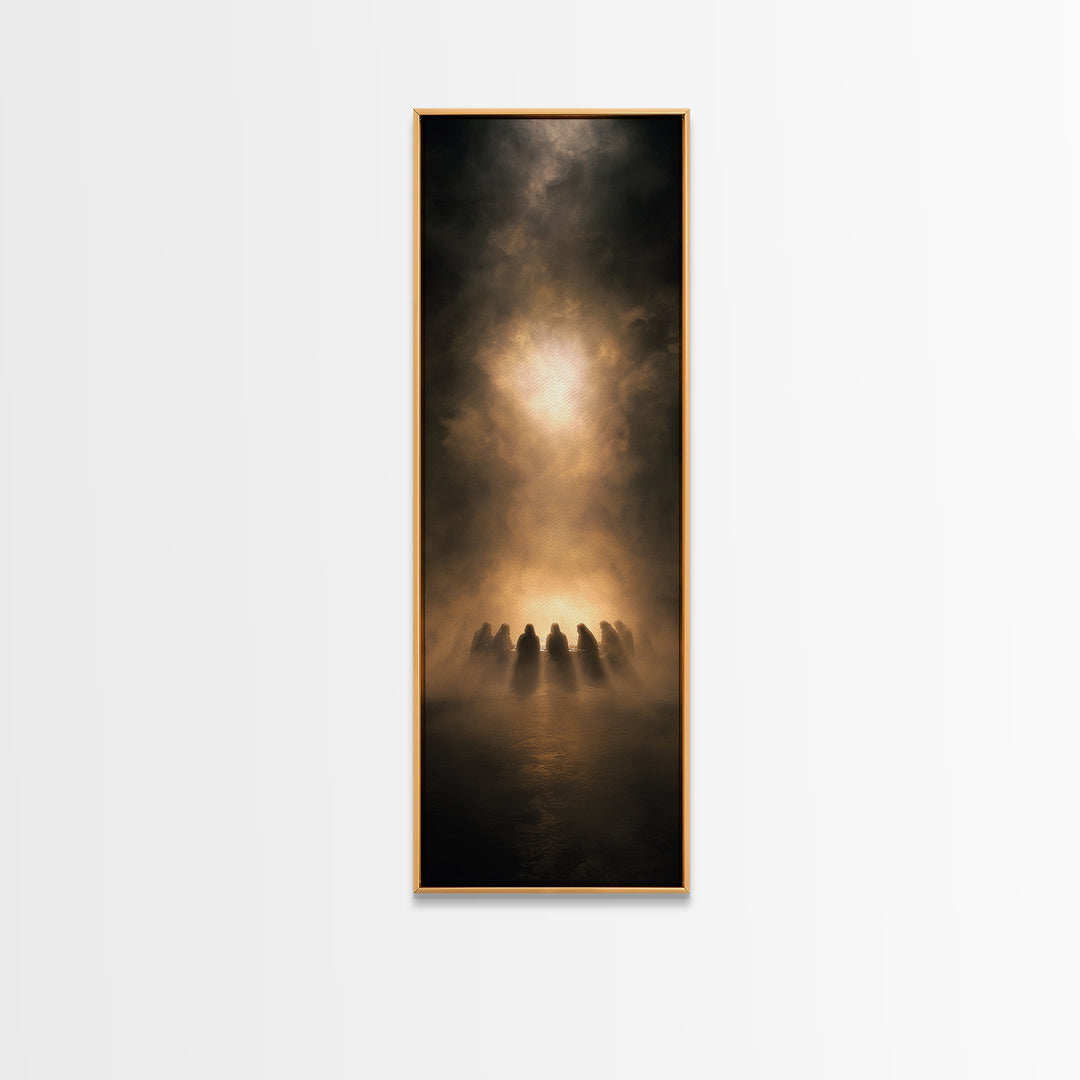 Sacred Evening Table – Framed Canvas Print – Christian Art Canvas – Jesus Painting – Christian Wall Art – Tall Skinny Art Print