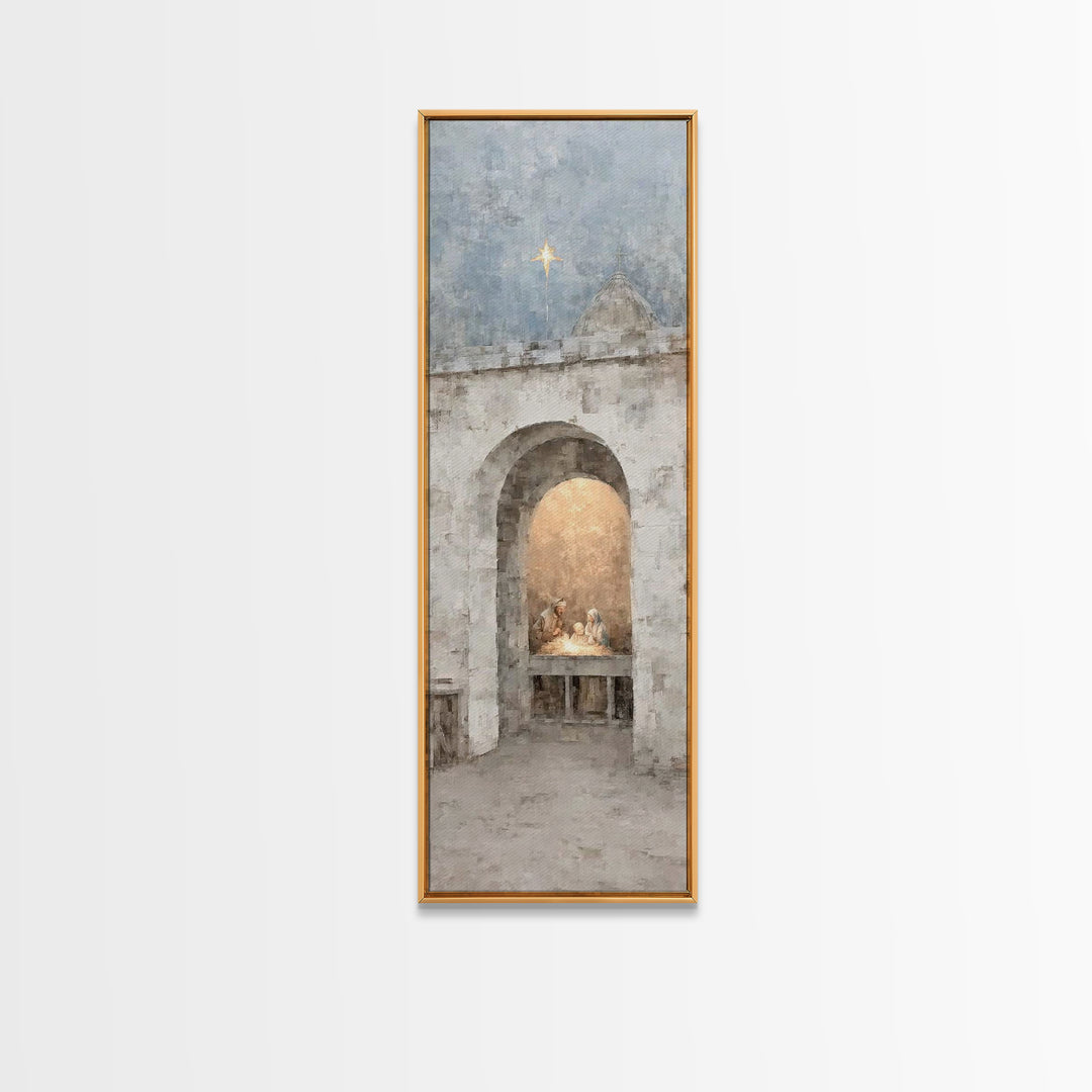 Divine Birth Star – Framed Canvas Print – Christian Wall Art – Christian Christmas Art – Christian Art Canvas – Tall Narrow Wall Art