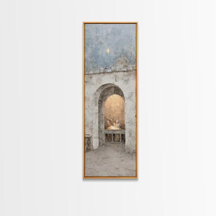 Divine Birth Star – Framed Canvas Print – Christian Wall Art – Christian Christmas Art – Christian Art Canvas – Tall Narrow Wall Art