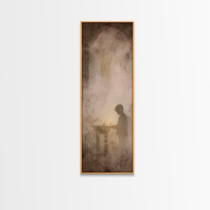 Quiet Devotion – Framed Canvas Print, Christian Art Canvas, Christian Wall Art, Narrow Art, Subtle Christian Art, Christian Painting
