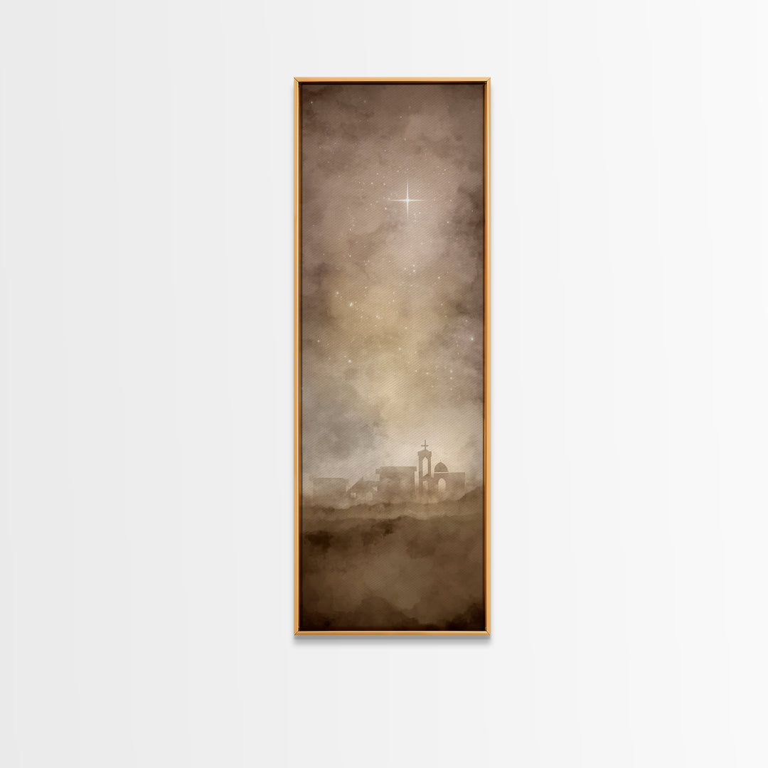 The Guiding Star – Framed Canvas Print – Tall Narrow Wall Art – Christian Wall Art – Christian Art Canvas – Christmas Art – Christian Decor