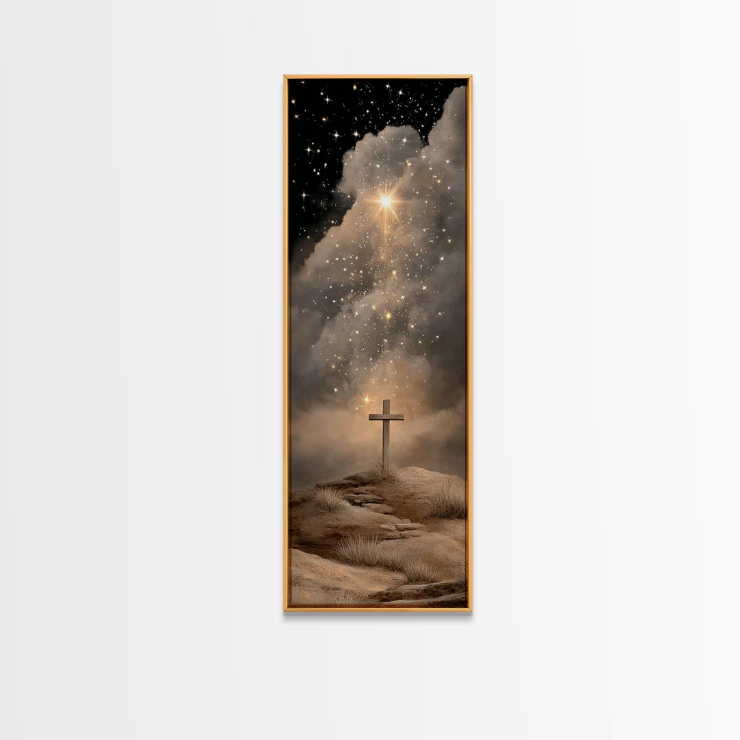 Cross Of Hope – Framed Canvas Print – Skinny Art – Christian Art Canvas – Christian Christmas Art – Jesus Painting – Christian Wall Art