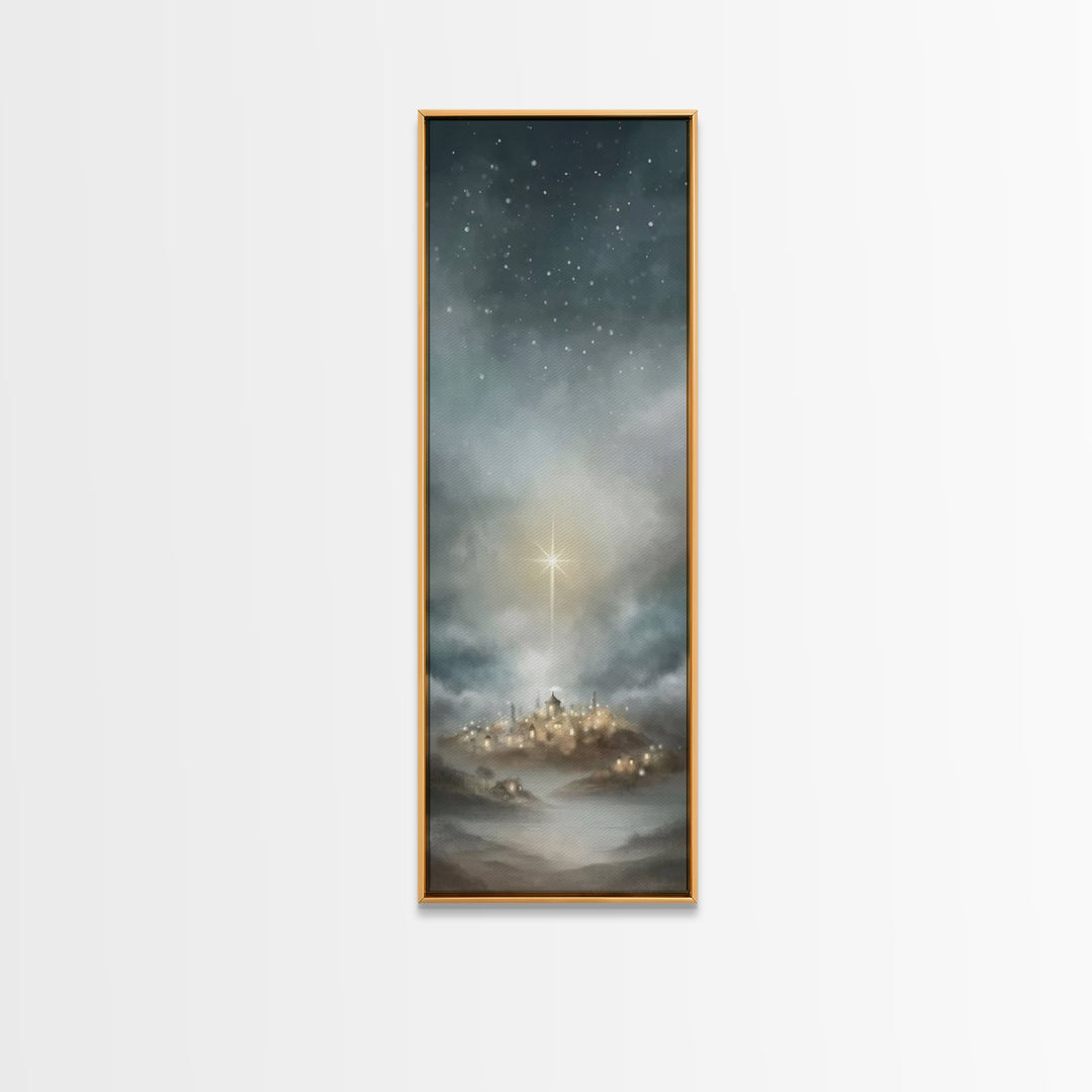 Bethlehem Light – Framed Canvas Print – Narrow Art – Christian Wall Art – Christmas Canvas Wall Art – Christian Art – Christian Christmas D